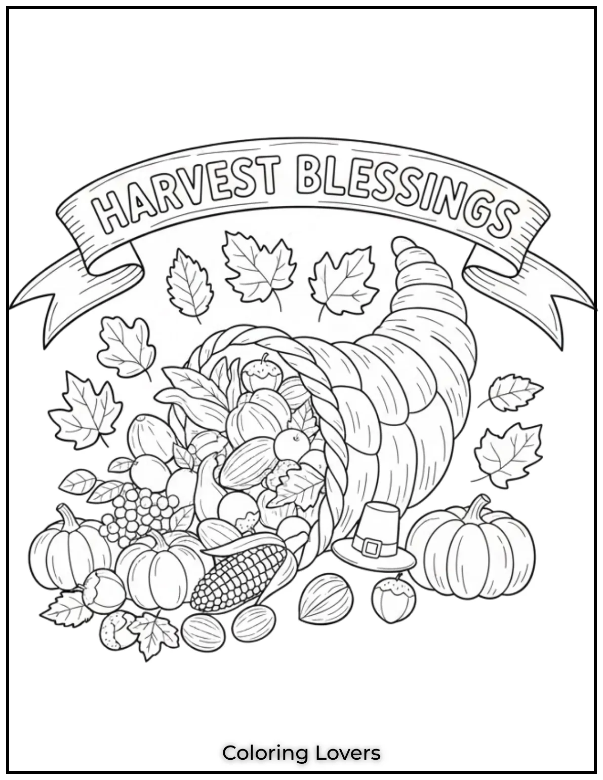 The Harvest Blessings note with a cornucopia full of fruits and nuts really brings out the fall spirit. Its a fun way for kids to color and celebrate the season