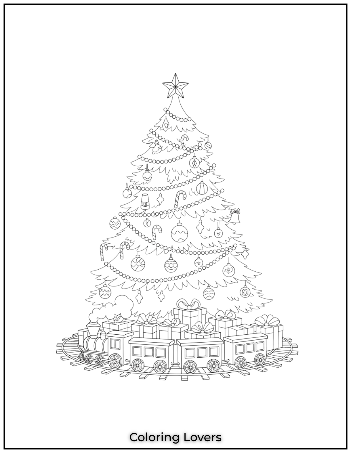 Free Printable Christmas Tree Coloring Pages 23 There’s something so magical about a toy train circling a Christmas tree