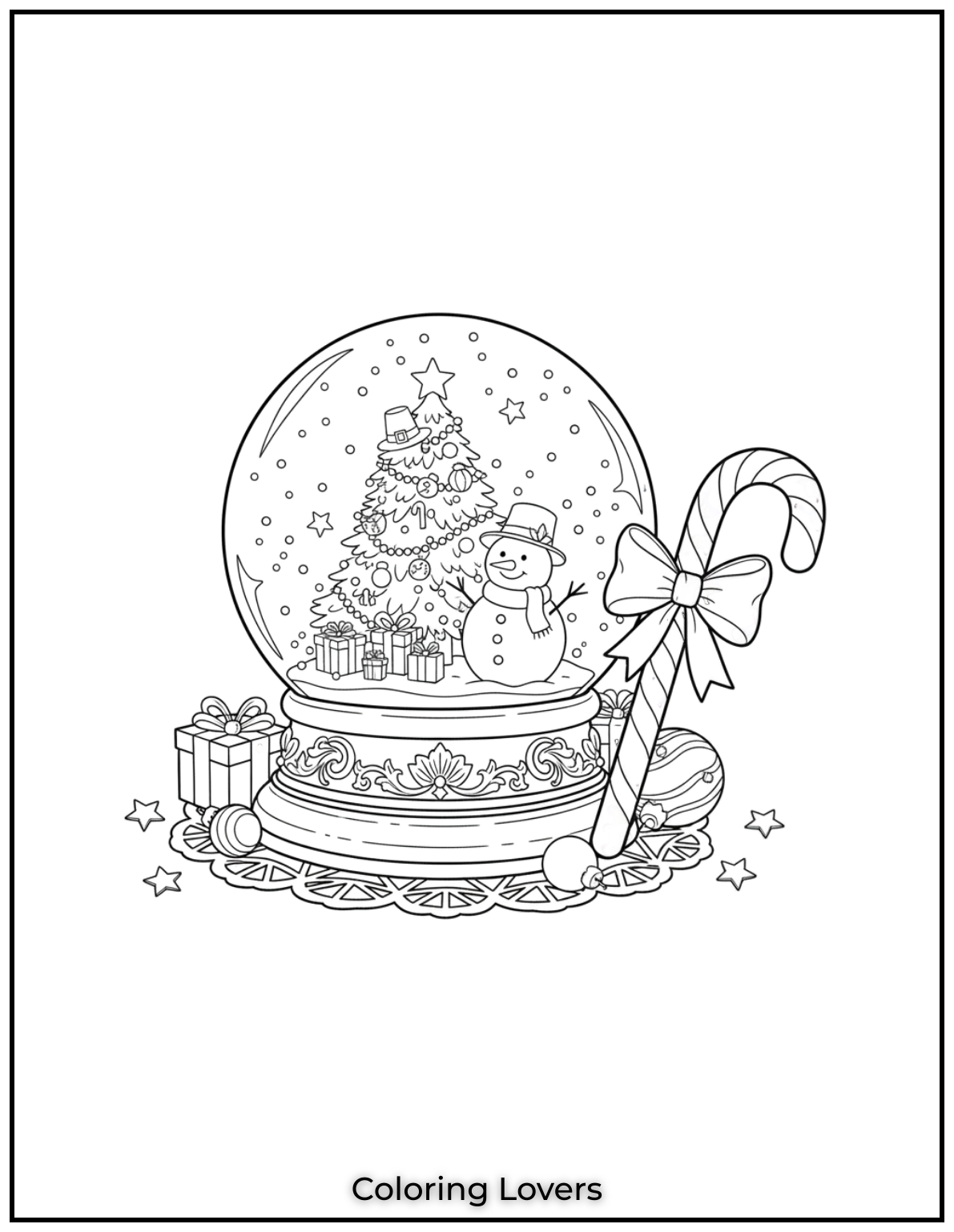 Free Printable Christmas Tree Coloring Pages 35 There’s something special about the nostalgia of a snow globe and candy cane.