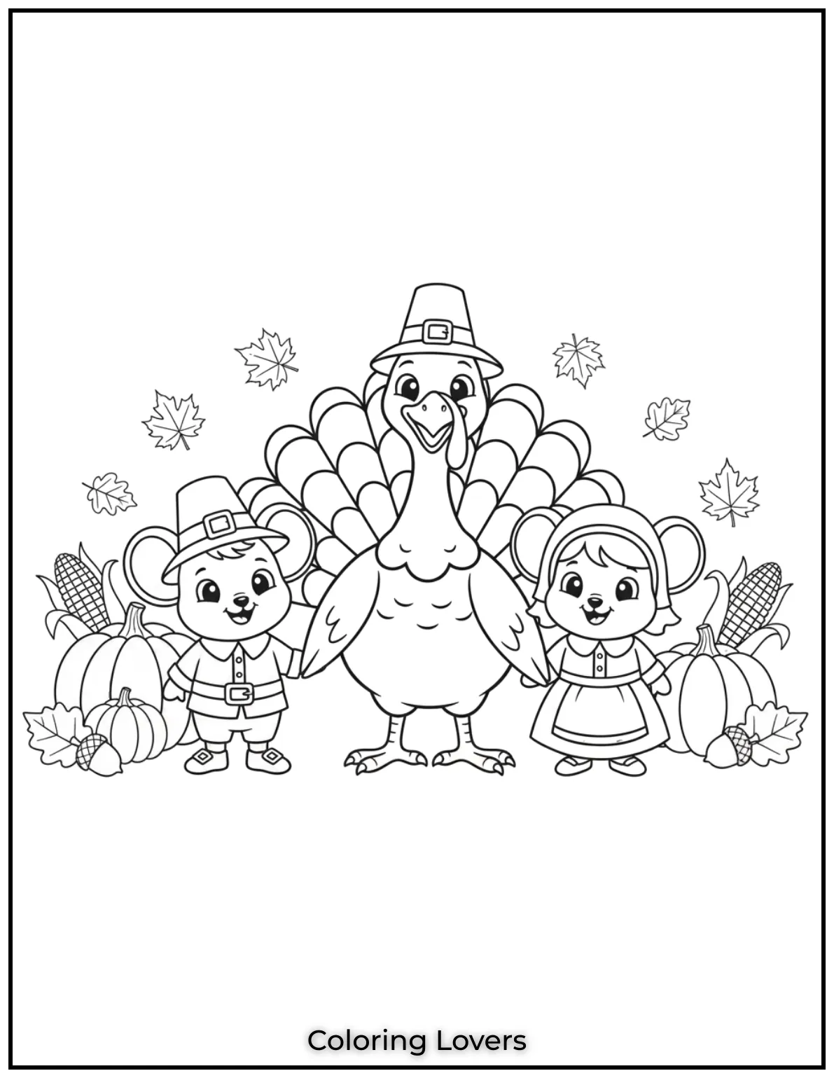 These adorable pilgrim mice look so proud standing next to their turkey friend