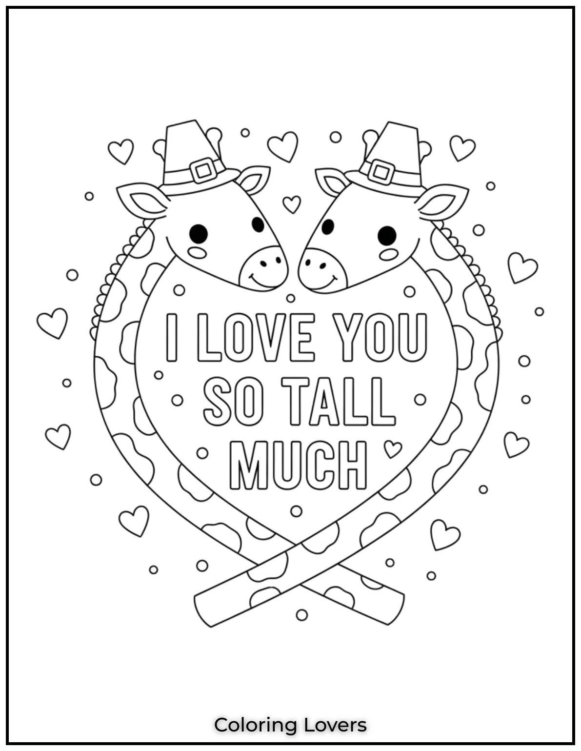 Cute Valentine’s Day Coloring Pages to Color and Enjoy 13 These giraffes forming a heart with their necks remind us I Love You So Tall Much and how love can reach new heights