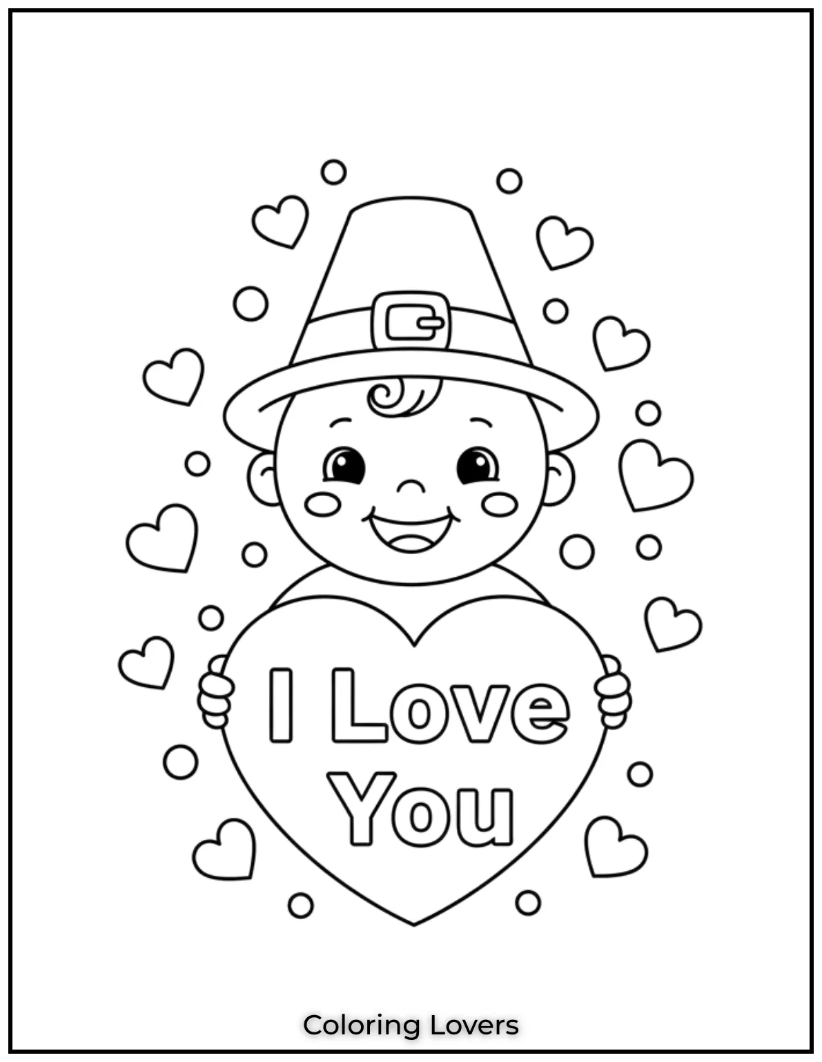 Cute Valentine’s Day Coloring Pages to Color and Enjoy 27 This adorable baby holding an I Love You banner brings a cute and joyful Valentines message