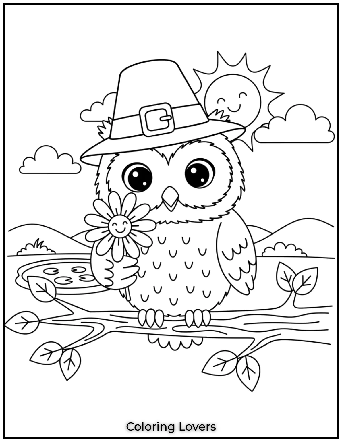 Superior Owl Coloring Pages for Kids who love Coloring! 16 This adorable baby owl holding a daisy is a favorite of mine Its simple yet full of charm for young colorers to enjoy