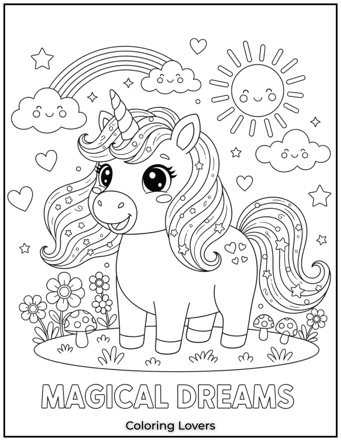 Preschool Coloring Pages – Fun & Easy Printables for All 52 This adorable unicorn is full of magic and wonder.