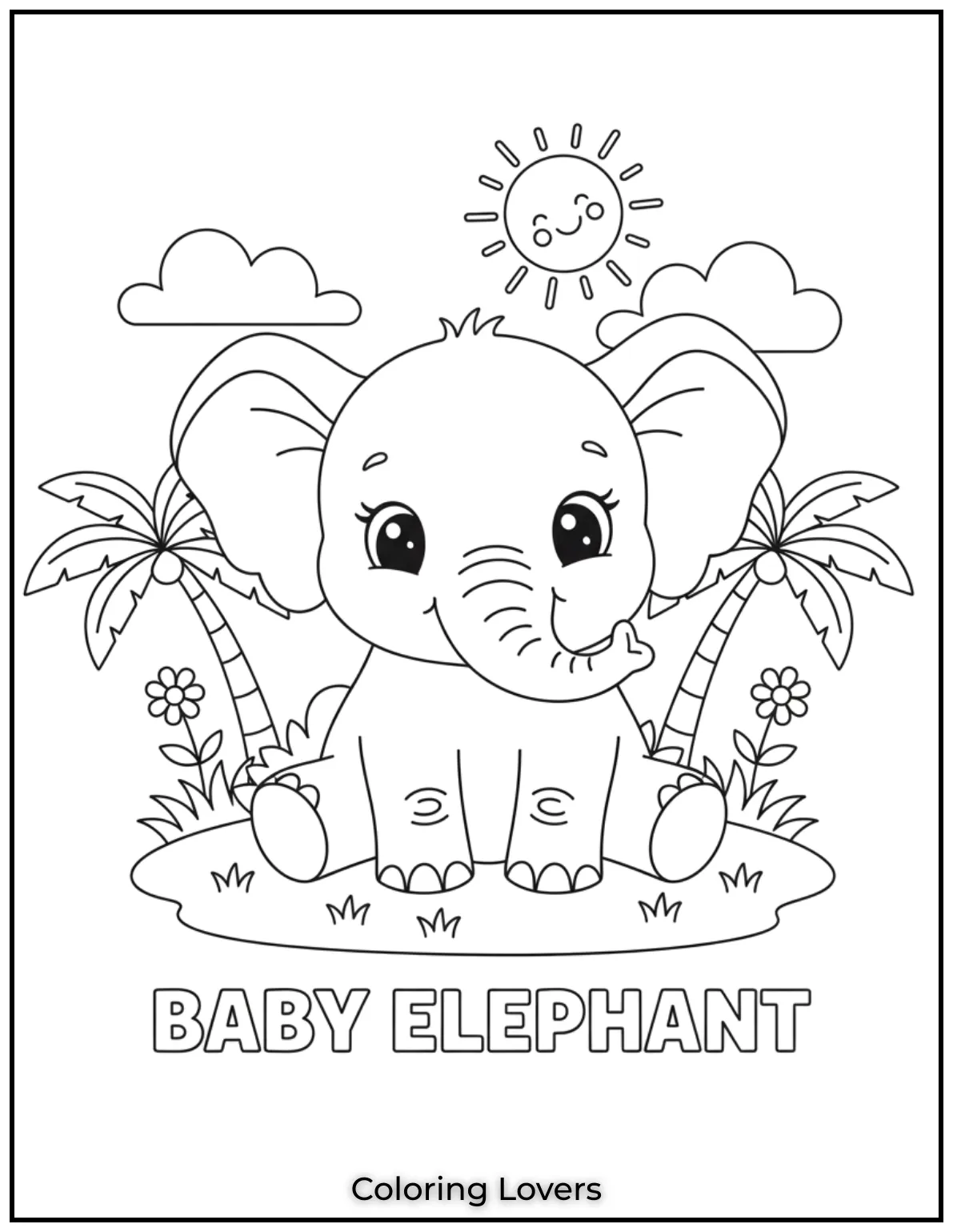 Preschool Coloring Pages – Fun & Easy Printables for All 11 This baby elephant with big floppy ears is full of charm.