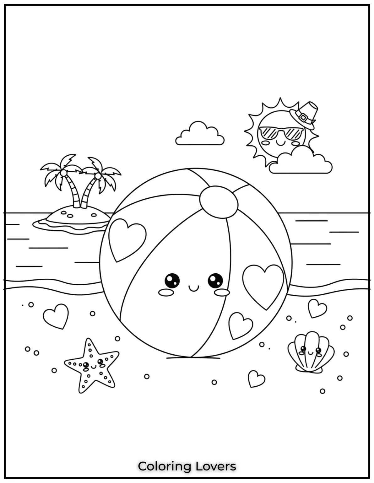 This beach ball with cute hearts is ready for a splash of color.