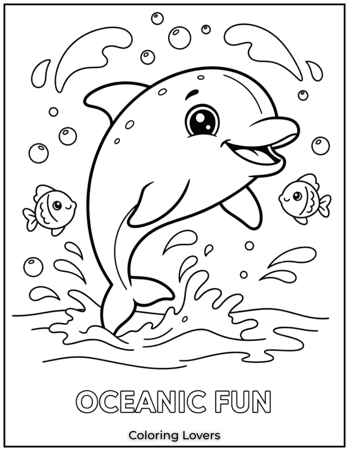 Preschool Coloring Pages – Fun & Easy Printables for All 9 This cheerful dolphin is swimming with joy.