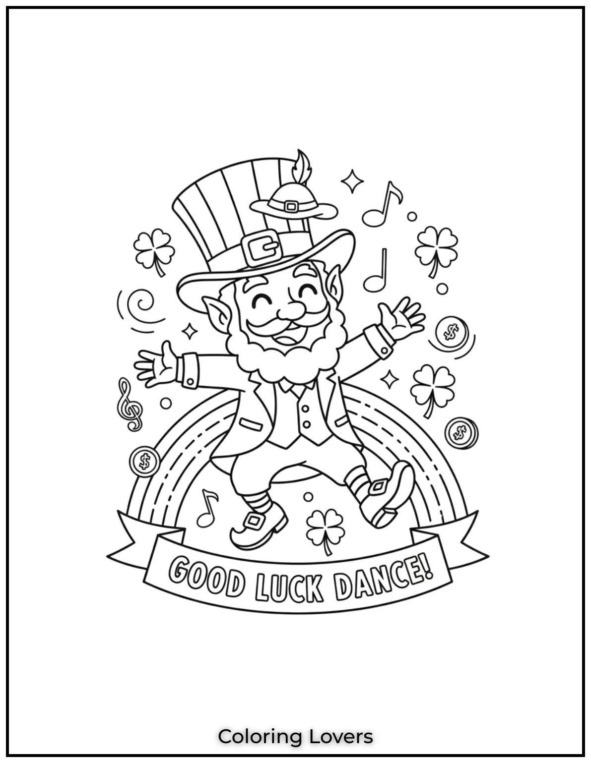 This cheerful leprechaun is dancing to the rhythm of good luck
