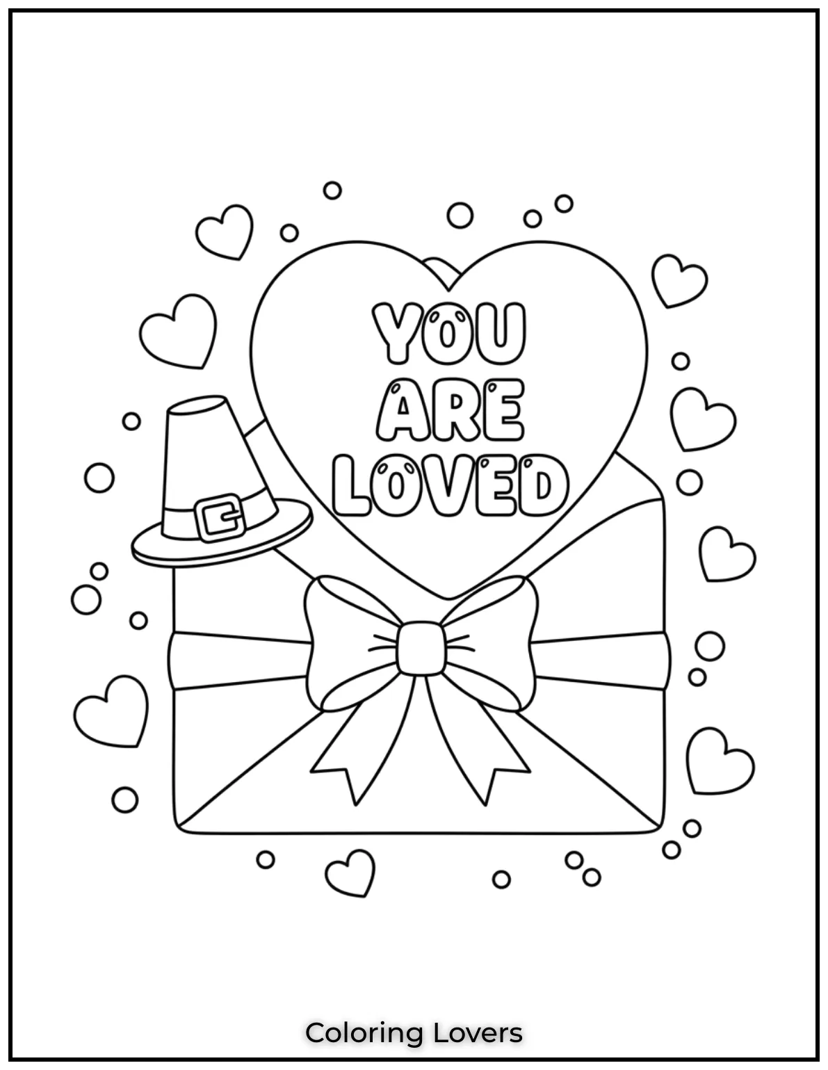 Cute Valentine’s Day Coloring Pages to Color and Enjoy 44 This coloring page features a heartfelt message saying You Are Loved tucked into a decorative envelope with a bow 1