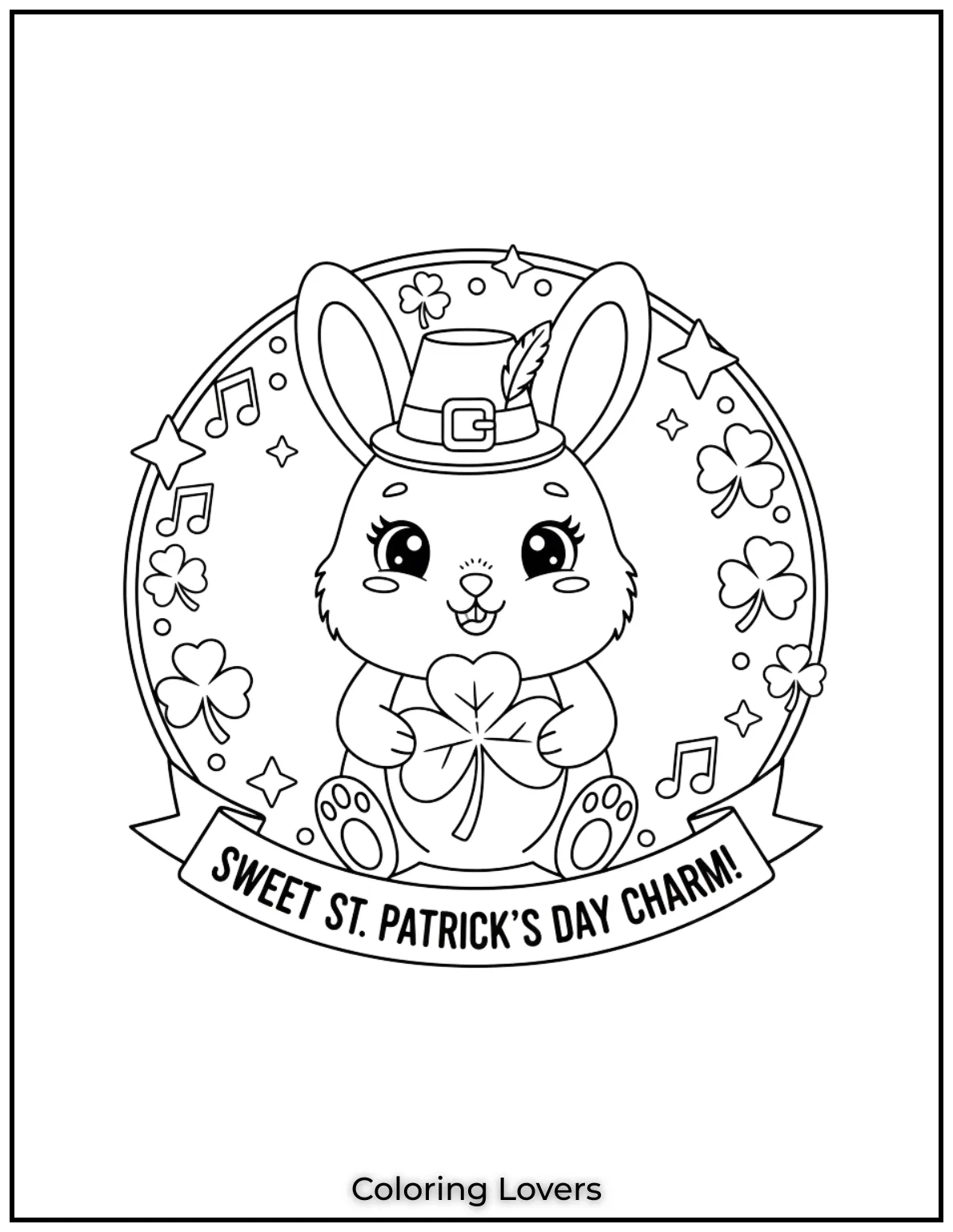 Download St Patrick's Day Coloring Pages 32 This cute bunny holds a lucky shamrock with excitement. St. Patrick’s
