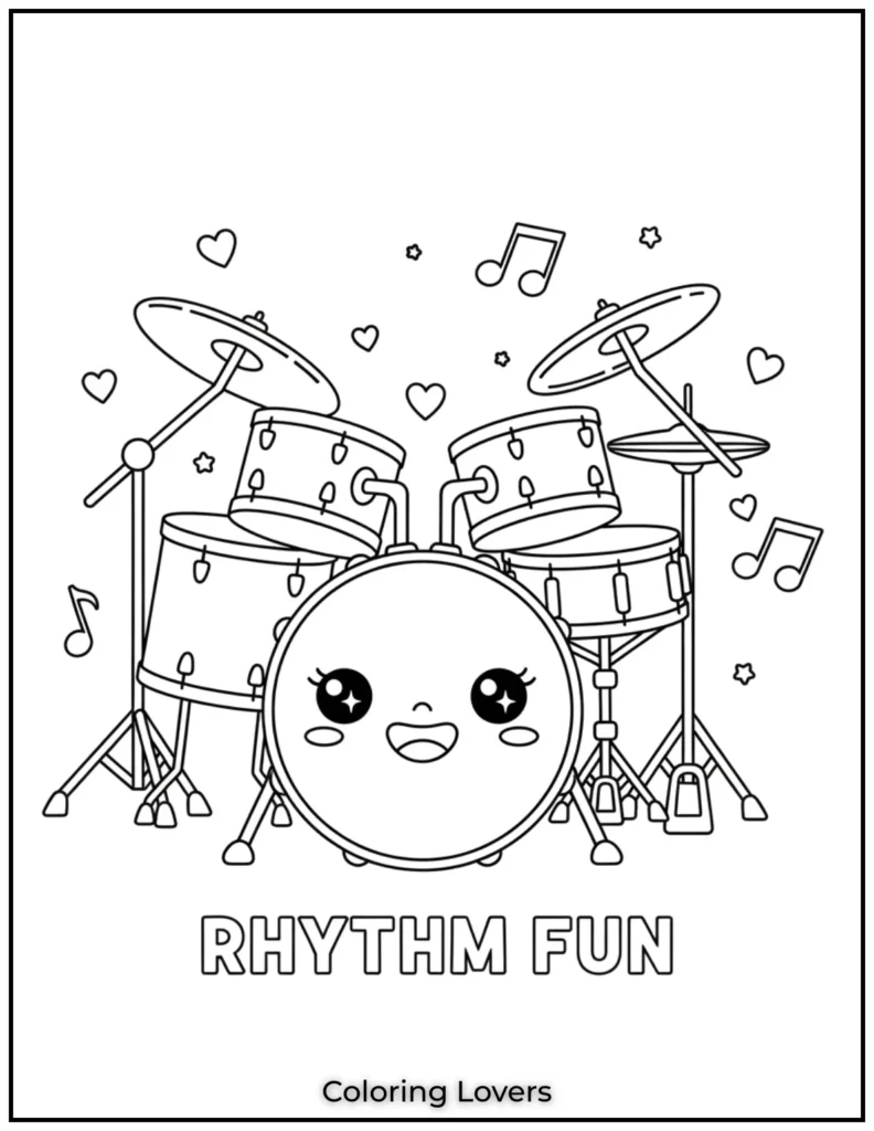 Preschool Coloring Pages – Fun & Easy Printables for All 78 This drum set is perfect for little music lovers.
