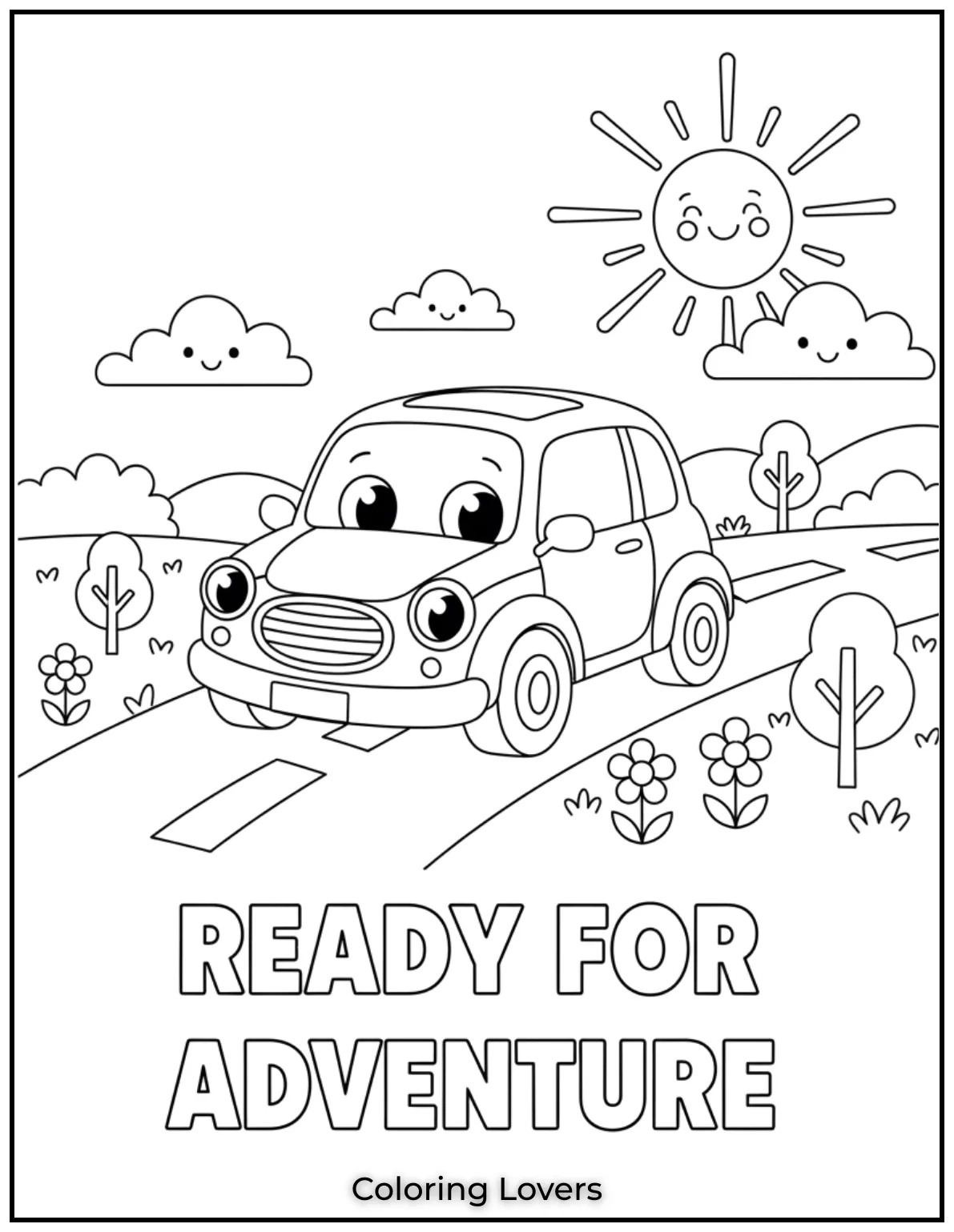 Preschool Coloring Pages – Fun & Easy Printables for All 30 This friendly little car is always ready for an adventure