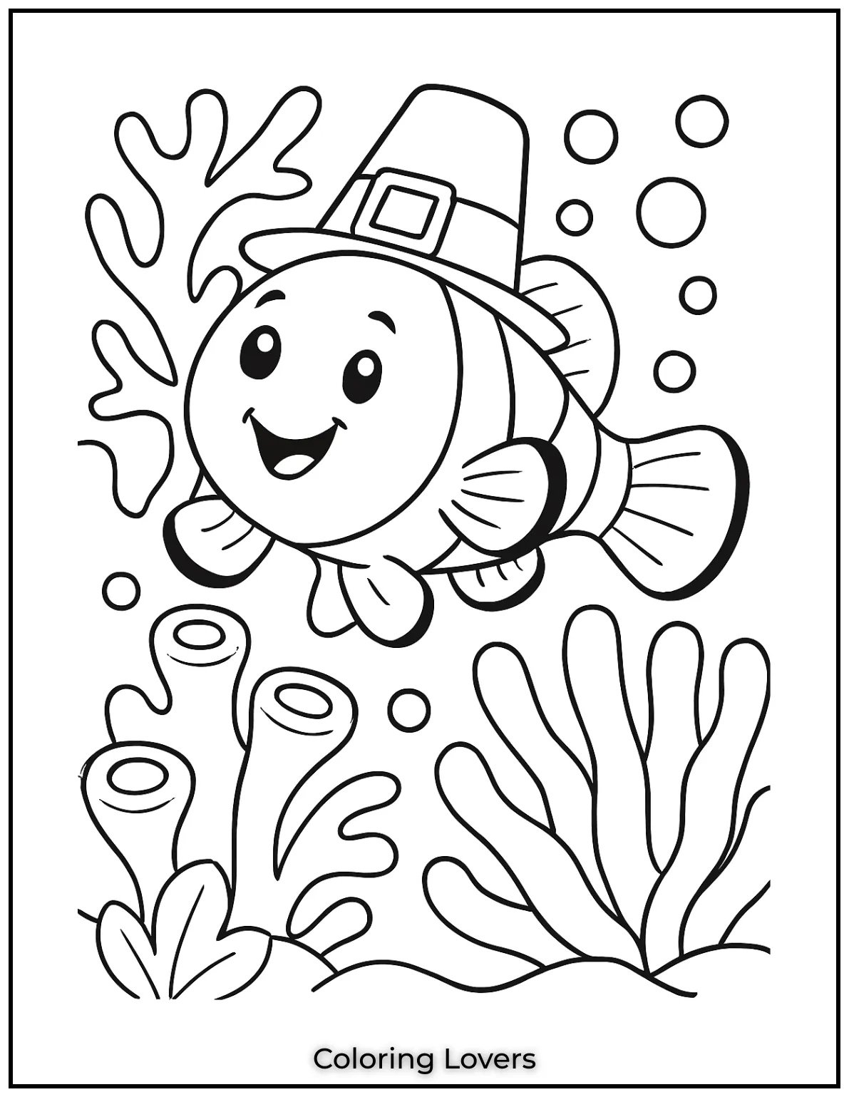 This happy clownfish glides through colorful corals. A playful scene full of bubbly joy
