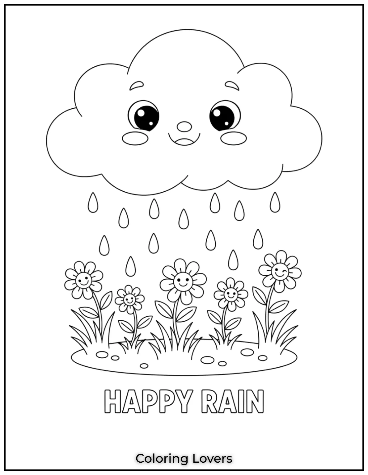 Preschool Coloring Pages – Fun & Easy Printables for All 24 This happy little cloud brings gentle raindrops to water the earth.