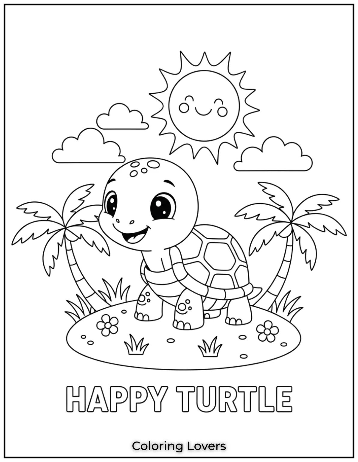 Preschool Coloring Pages – Fun & Easy Printables for All 13 This happy little turtle is ready to explore.