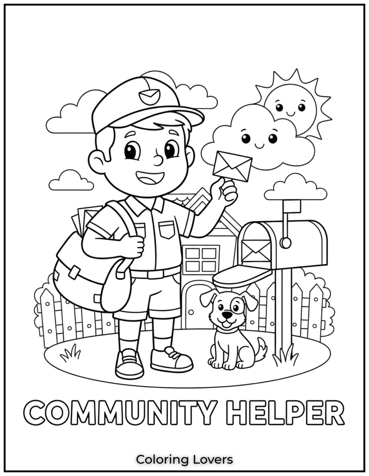 Preschool Coloring Pages – Fun & Easy Printables for All 47 This helpful mail carrier delivers letters with a smile.