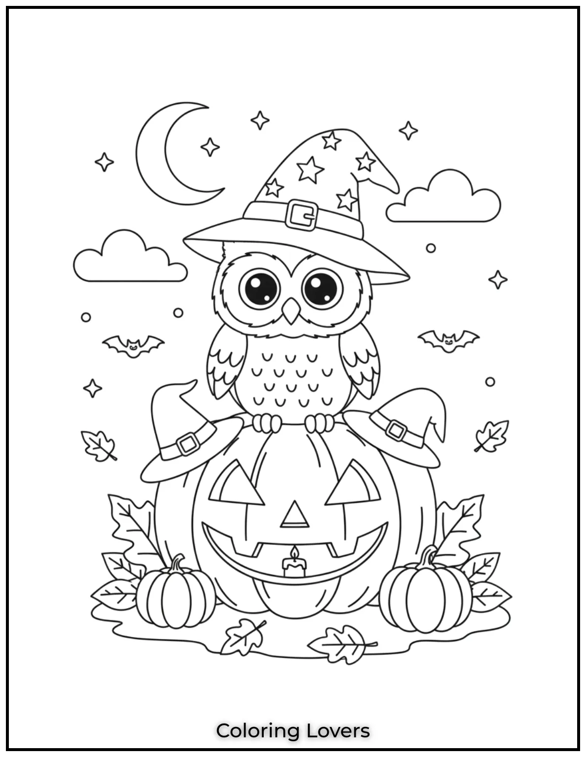 Superior Owl Coloring Pages for Kids who love Coloring! 12 This little owl with a witch hat sitting on a jack o lantern was so fun to create