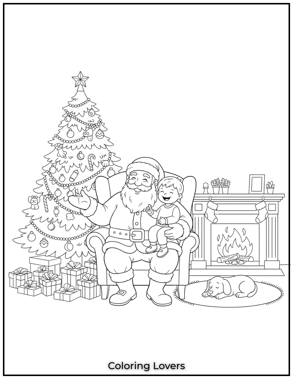 Free Printable Christmas Tree Coloring Pages 19 This moment between Santa and the little one is too precious.