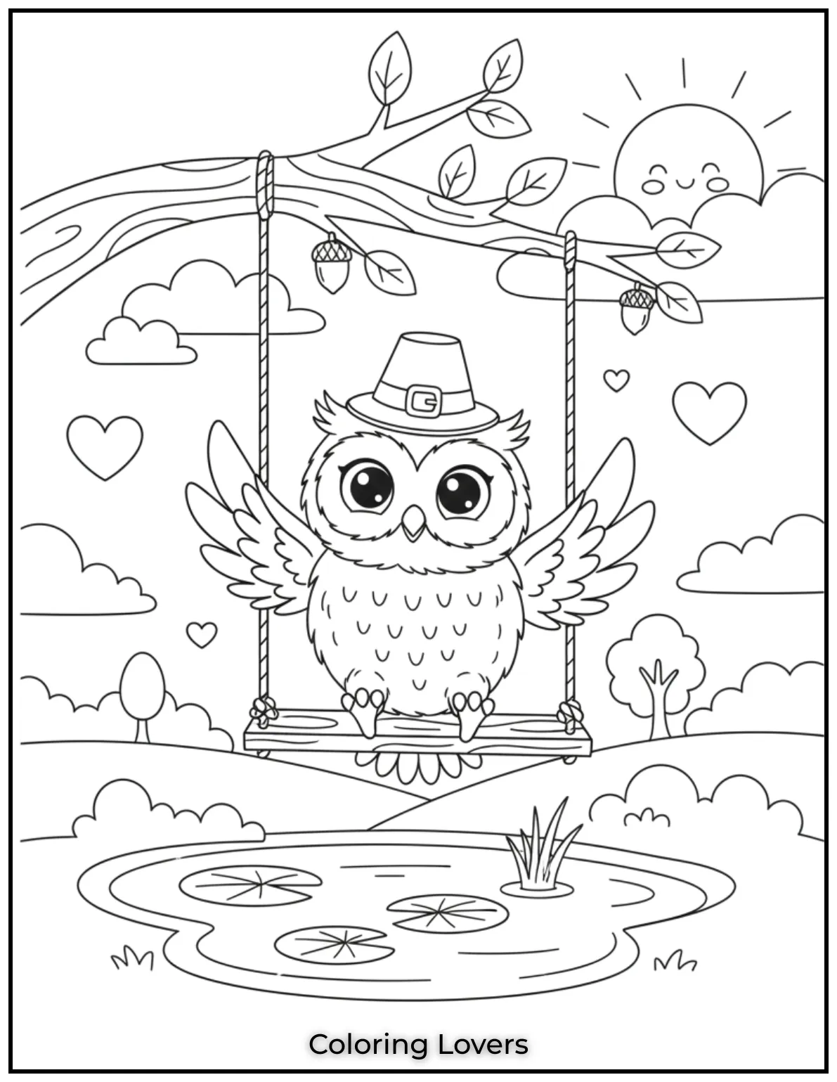 Superior Owl Coloring Pages for Kids who love Coloring! 26 This playful owl on a swing with its wings wide open brings a touch of fun to coloring. Its a perfect way to brighten your day