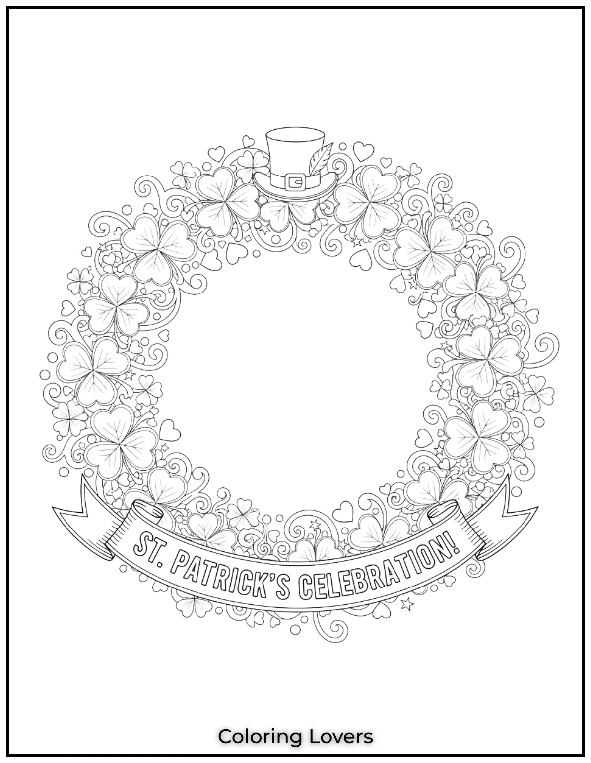 Download St Patrick's Day Coloring Pages 42 This shamrock wreath captures the spirit of St.