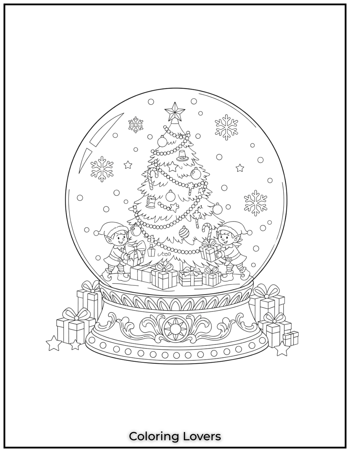 Free Printable Christmas Tree Coloring Pages 37 This snow globe scene was one of my favorites to create,