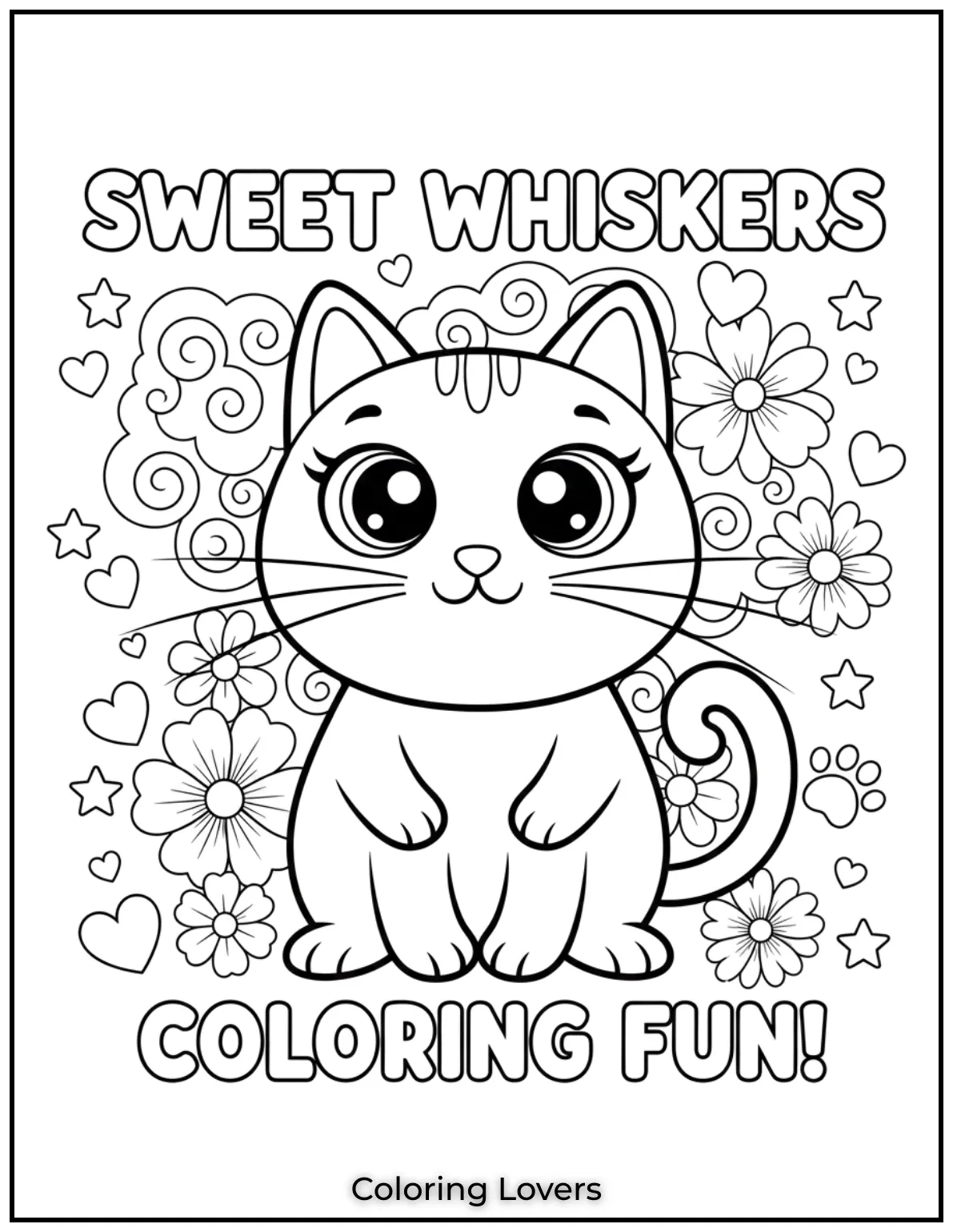 Preschool Coloring Pages – Fun & Easy Printables for All 3 This sweet little cat has the cutest whiskers and big, shiny eyes.