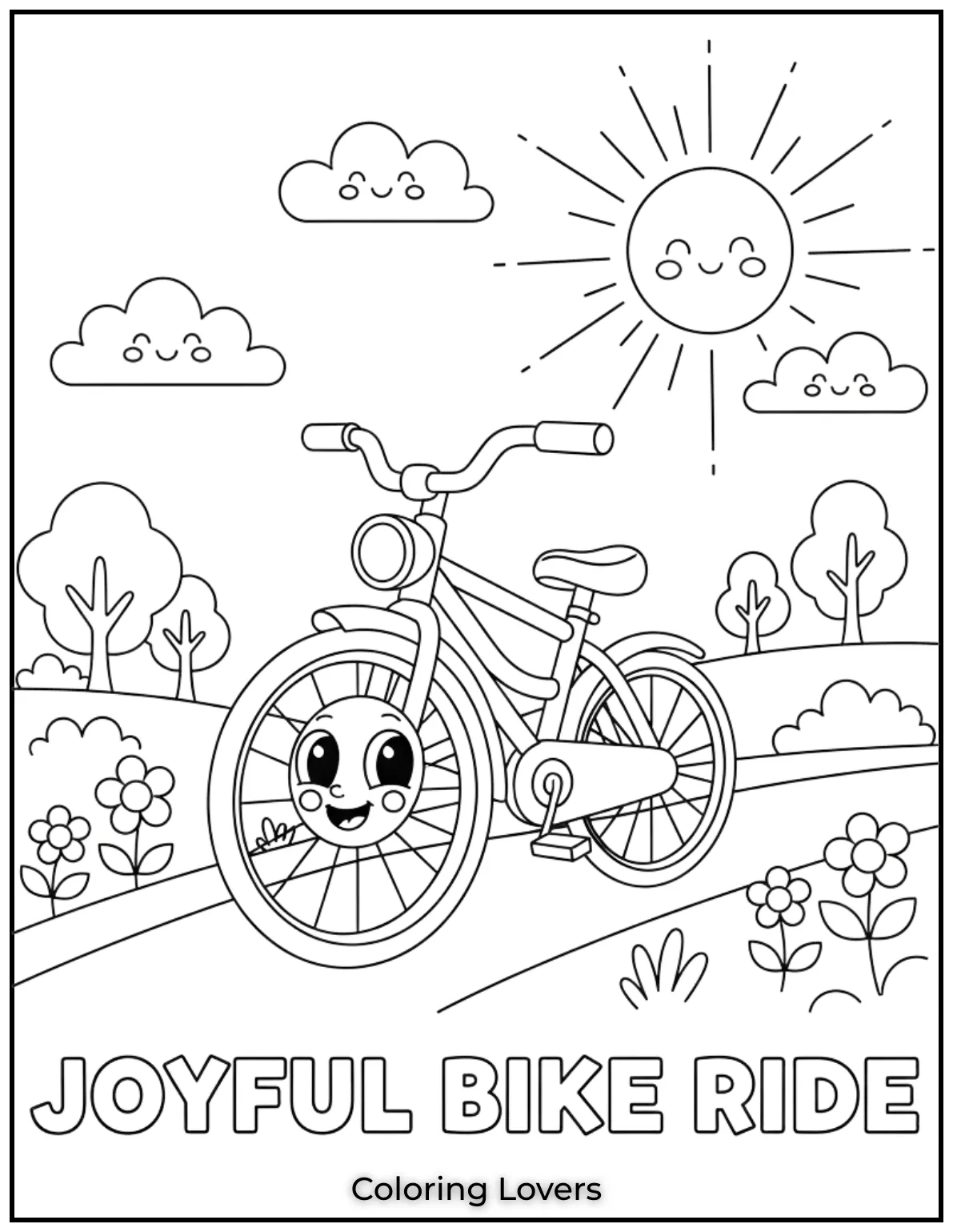 Preschool Coloring Pages – Fun & Easy Printables for All 35 With a cute face on its wheel, this little bike is ready for a joyful ride.