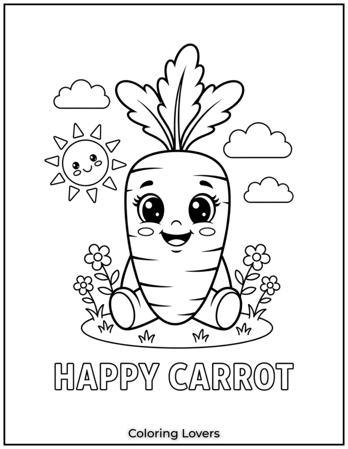 Preschool Coloring Pages – Fun & Easy Printables for All 19 With bright green leaves and a happy face, this carrot is a fun addition to any preschool coloring set.