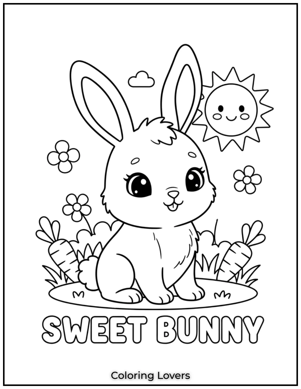 Preschool Coloring Pages – Fun & Easy Printables for All 6 With long ears and a tiny fluffy tail, this adorable bunny is ready for some creative coloring fun.