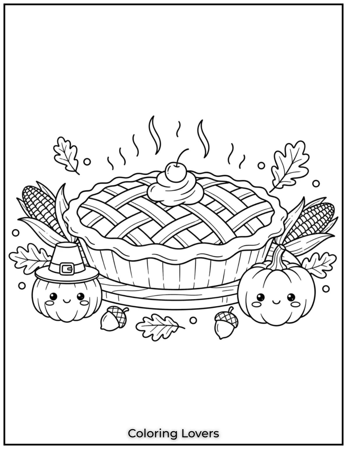 You can almost smell the delicious warmth of this pie in this Thanksgiving coloring page
