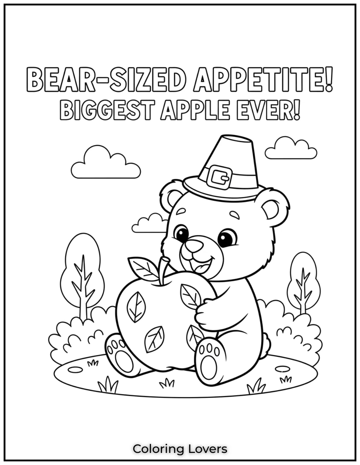 A bear sized appetite calls for a bear sized snack. This little cub is ready to enjoy the biggest apple ever