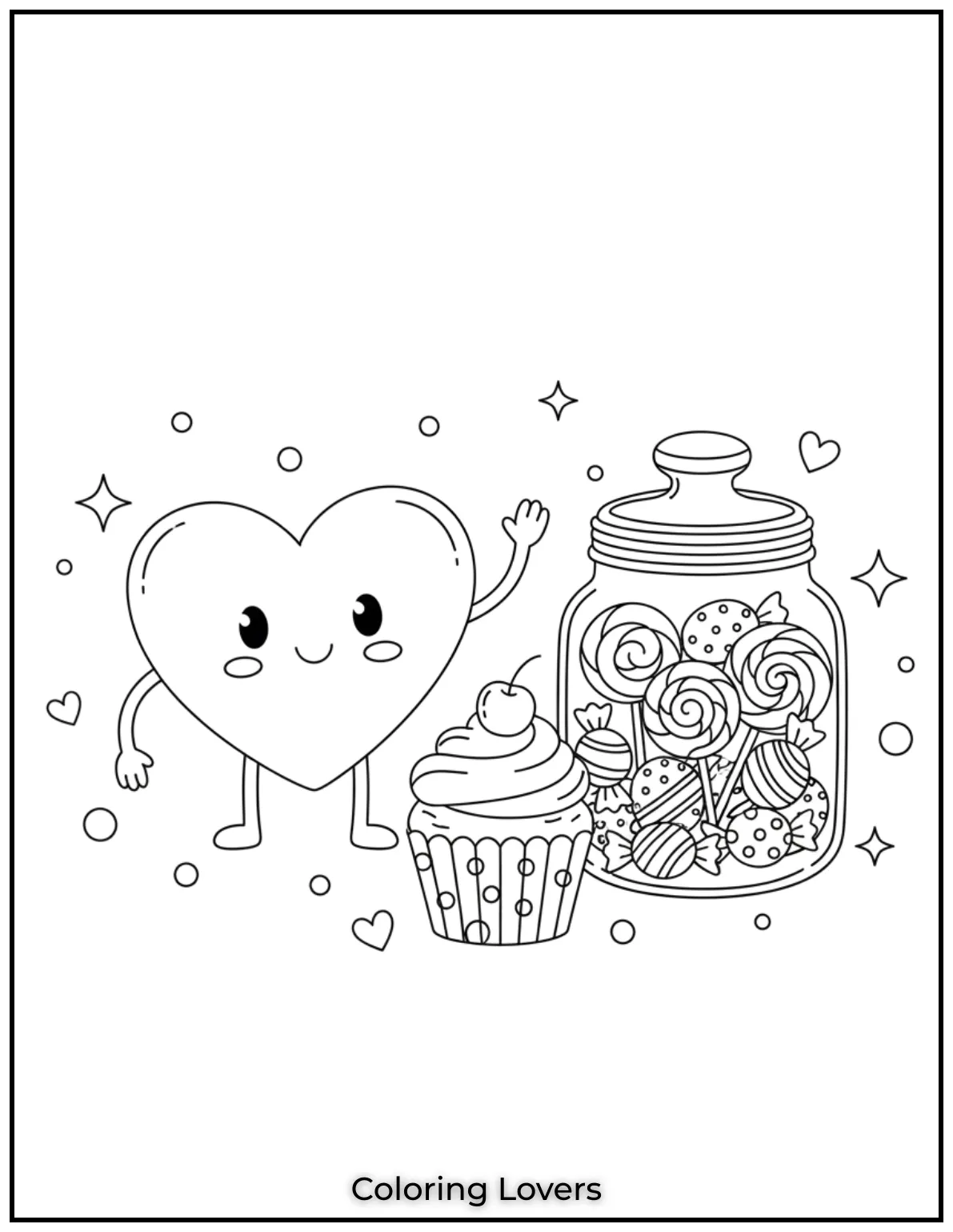 A heart a jar of sweets and a cupcake… Its a perfect combination I can almost imagine the colors already