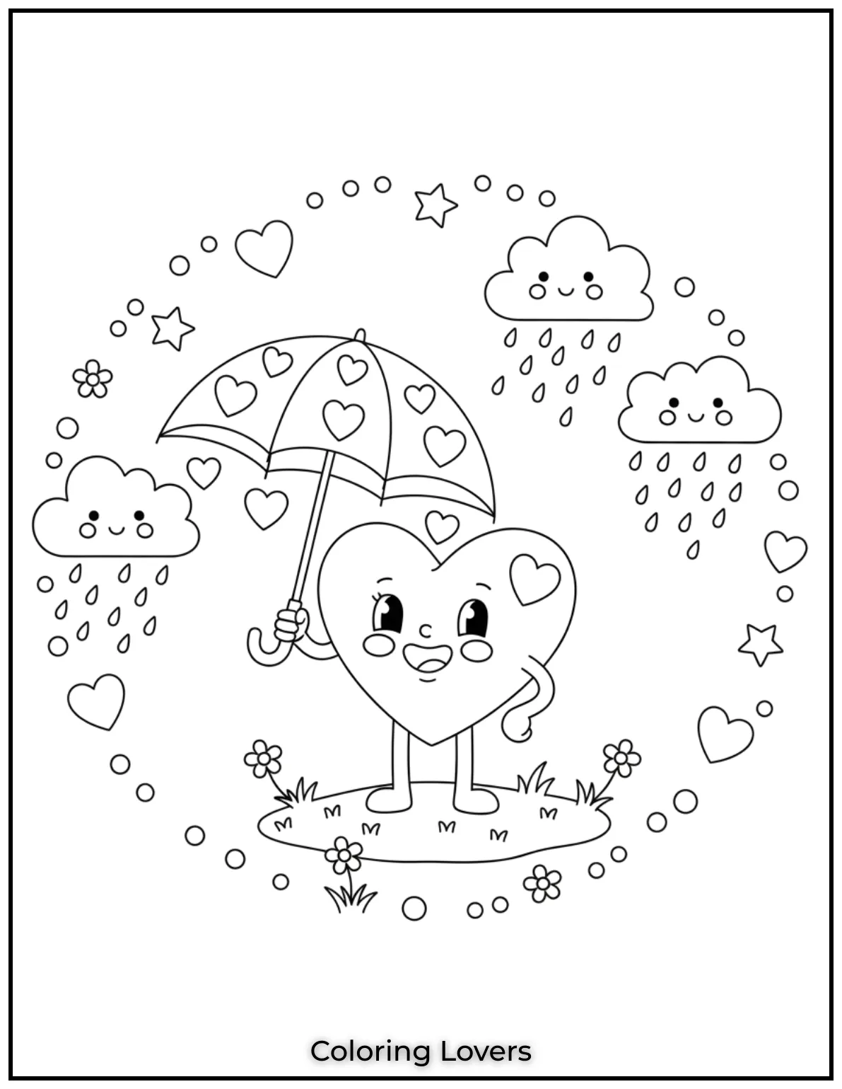 Even when its raining this heart stays strong under its little umbrella. A heart coloring page to remind us that tough times dont last forever
