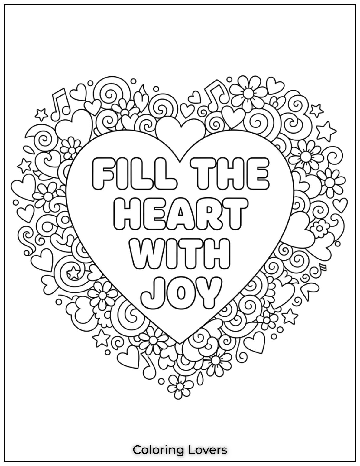 Fill the heart with joy is the perfect reminder to have fun with this design. I had such a blast creating this coloring sheet for you
