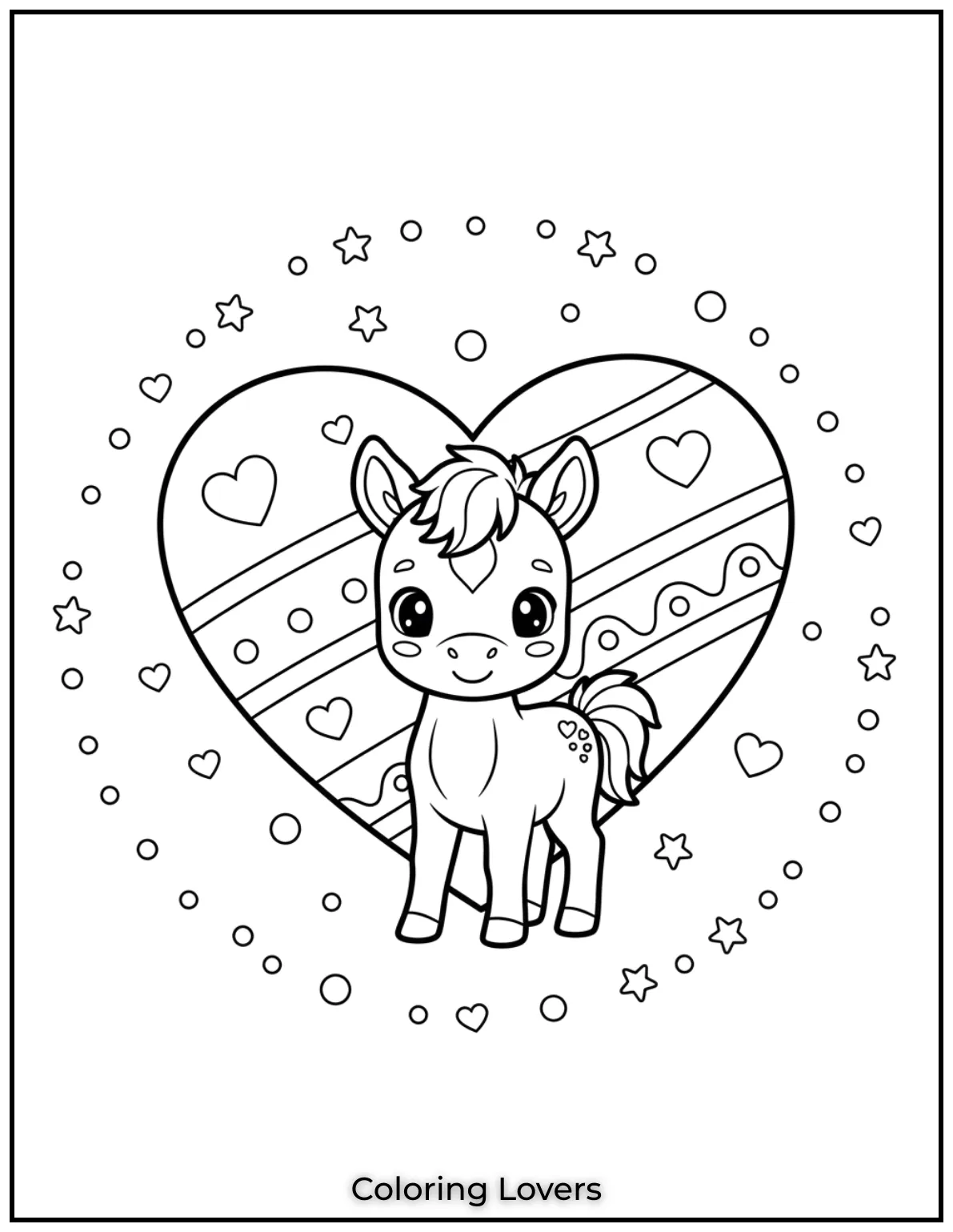 How cute is this little foal standing in front of a heart