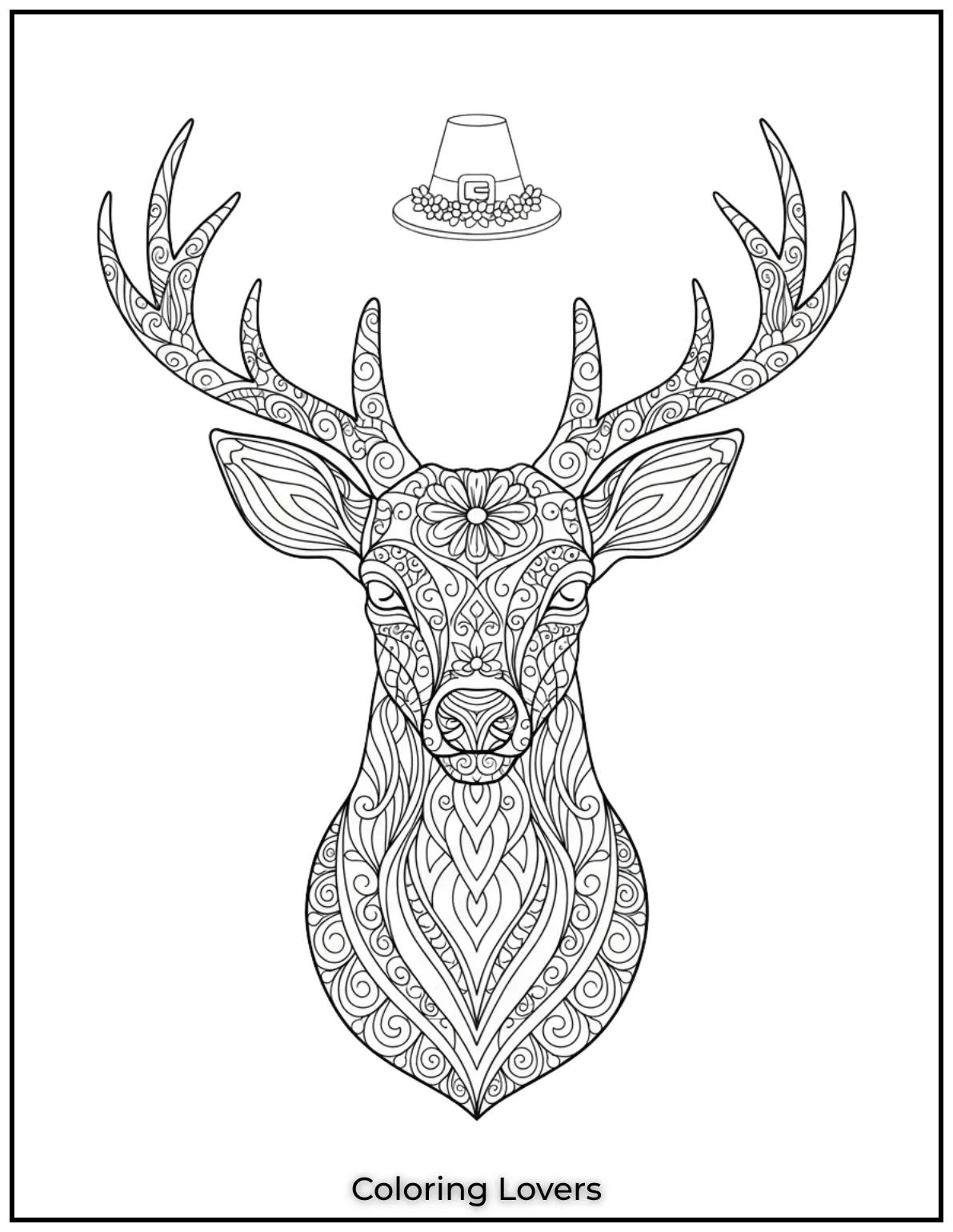 Layered mandala shapes give this deer rich texture and flow. Its a relaxing design for mindful coloring