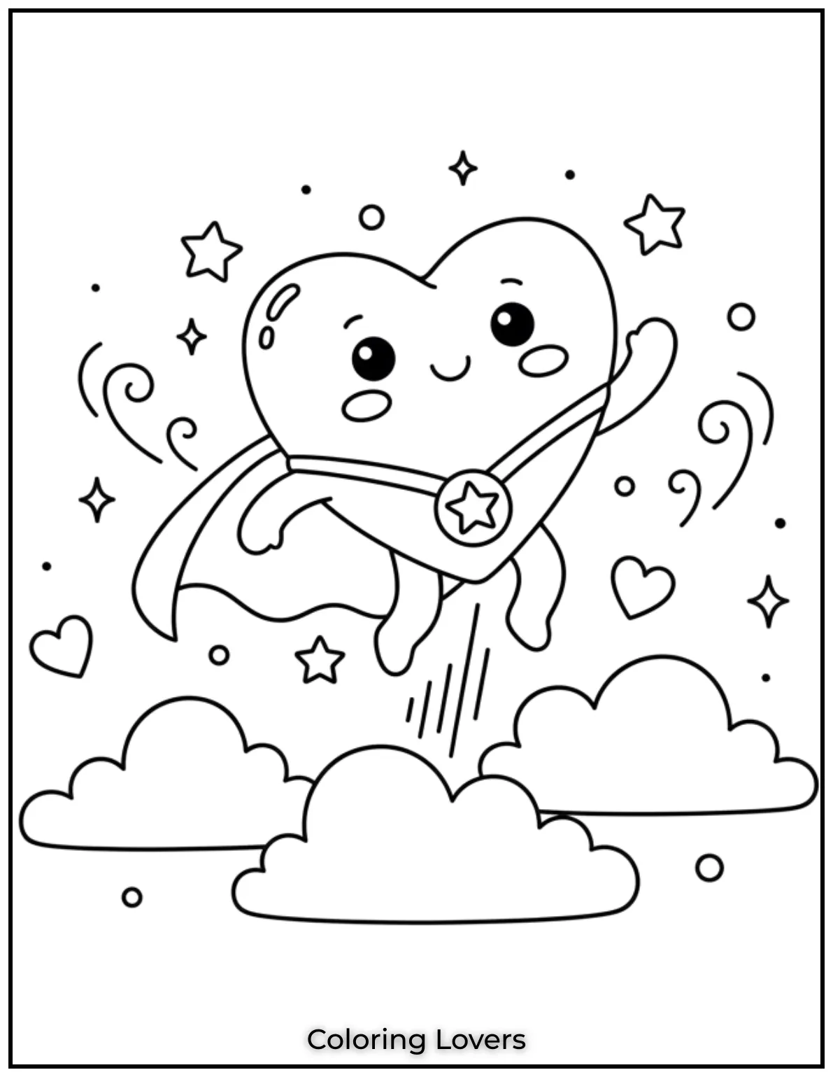 Our little superhero heart is soaring high above the clouds. This one will be so fun for kids to color with bright shades
