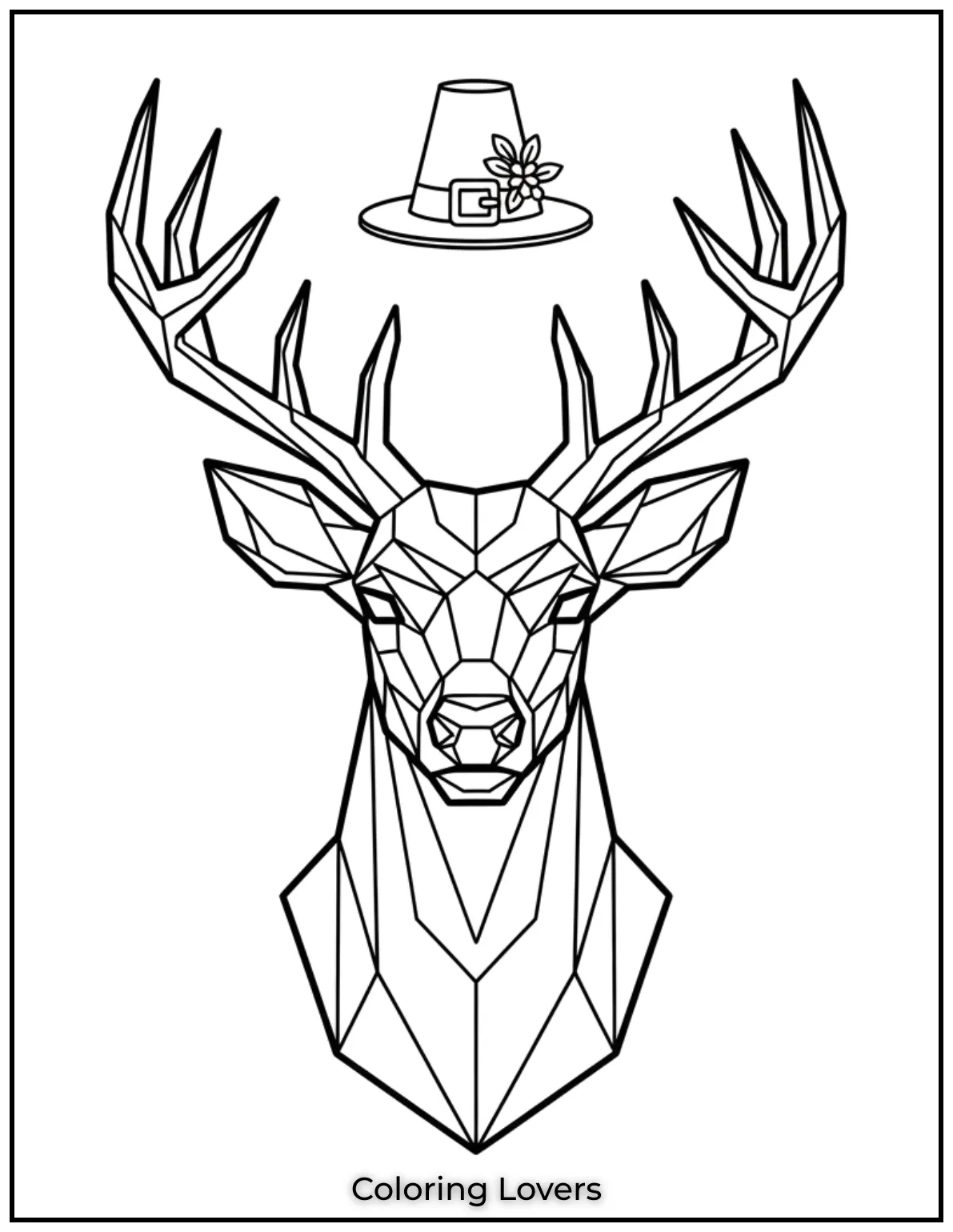 Sharp edges shape this bold geometric deer in modern style. A fresh and structured challenge for adults