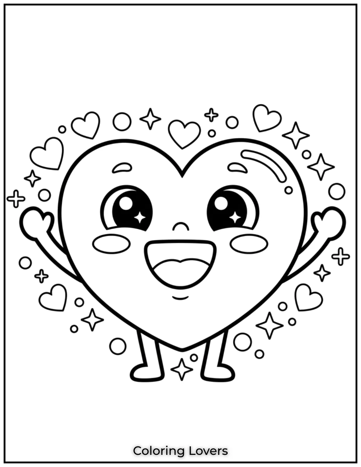 The happiest little heart youve ever seen. This heart coloring page is sure to bring a smile to anyones face