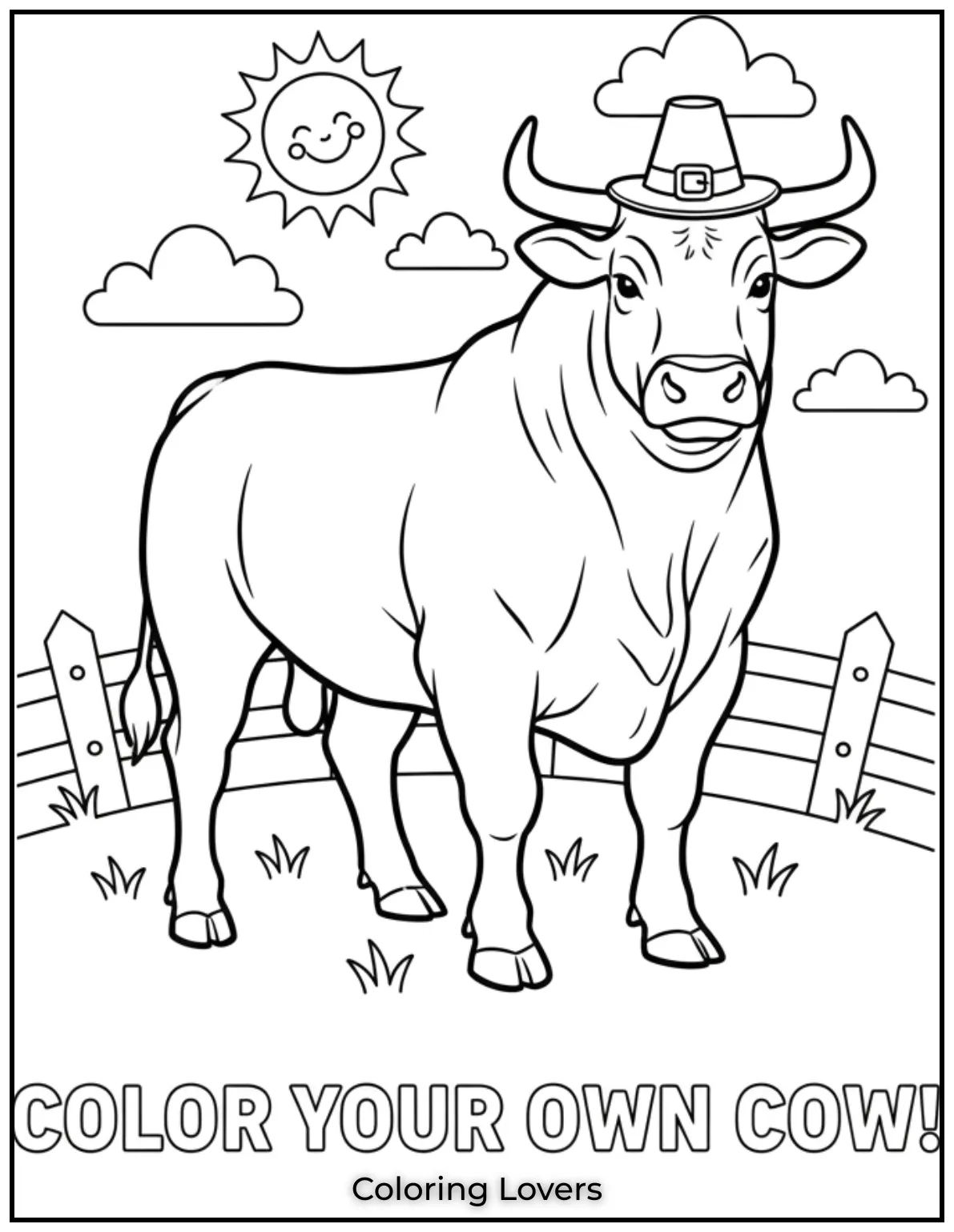 The strong muscular Aberdeen Angus stands proudly. Kids will love adding their own flair to this detailed coloring page