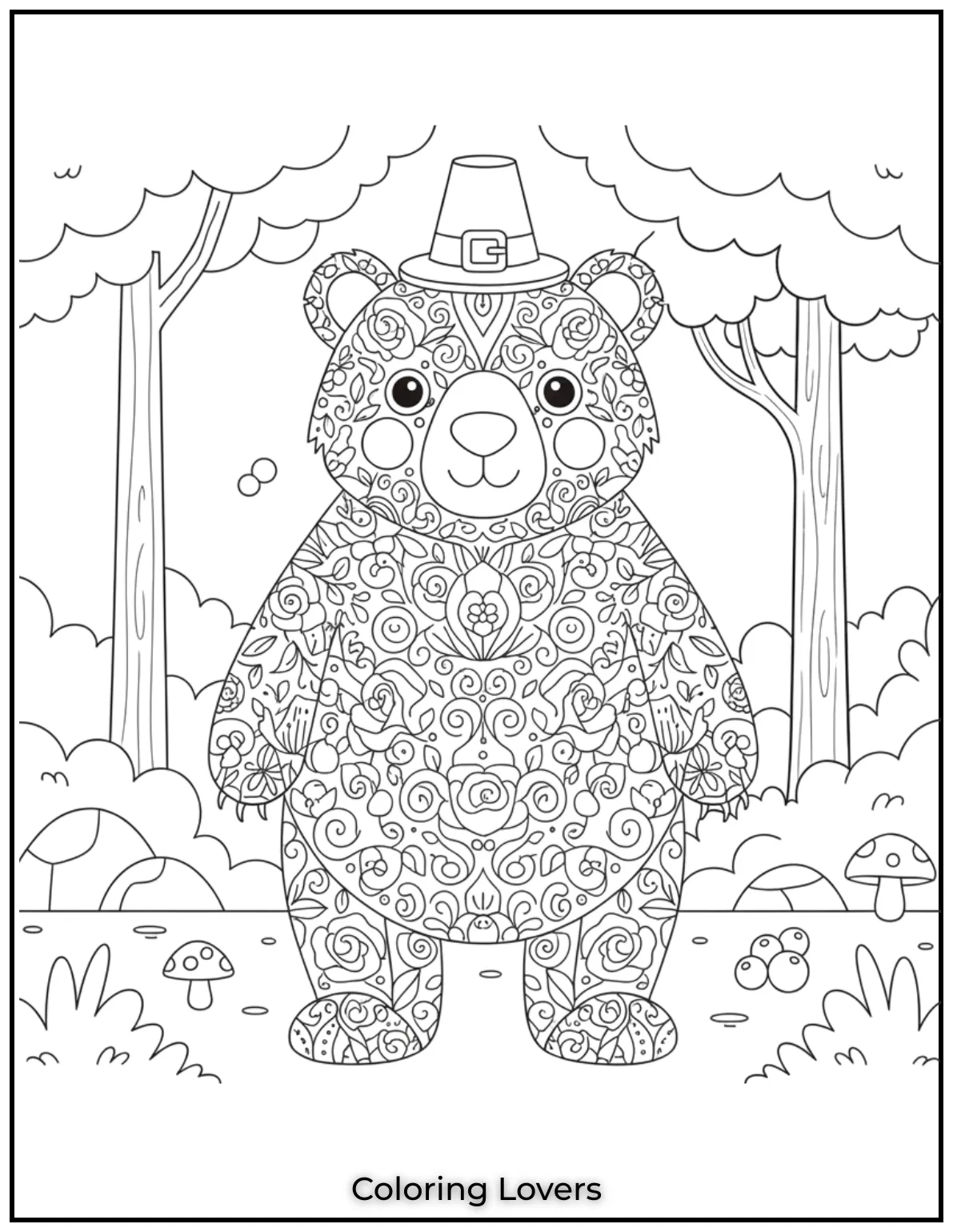 This beautifully detailed bear is covered in floral patterns blending nature and art into one captivating design