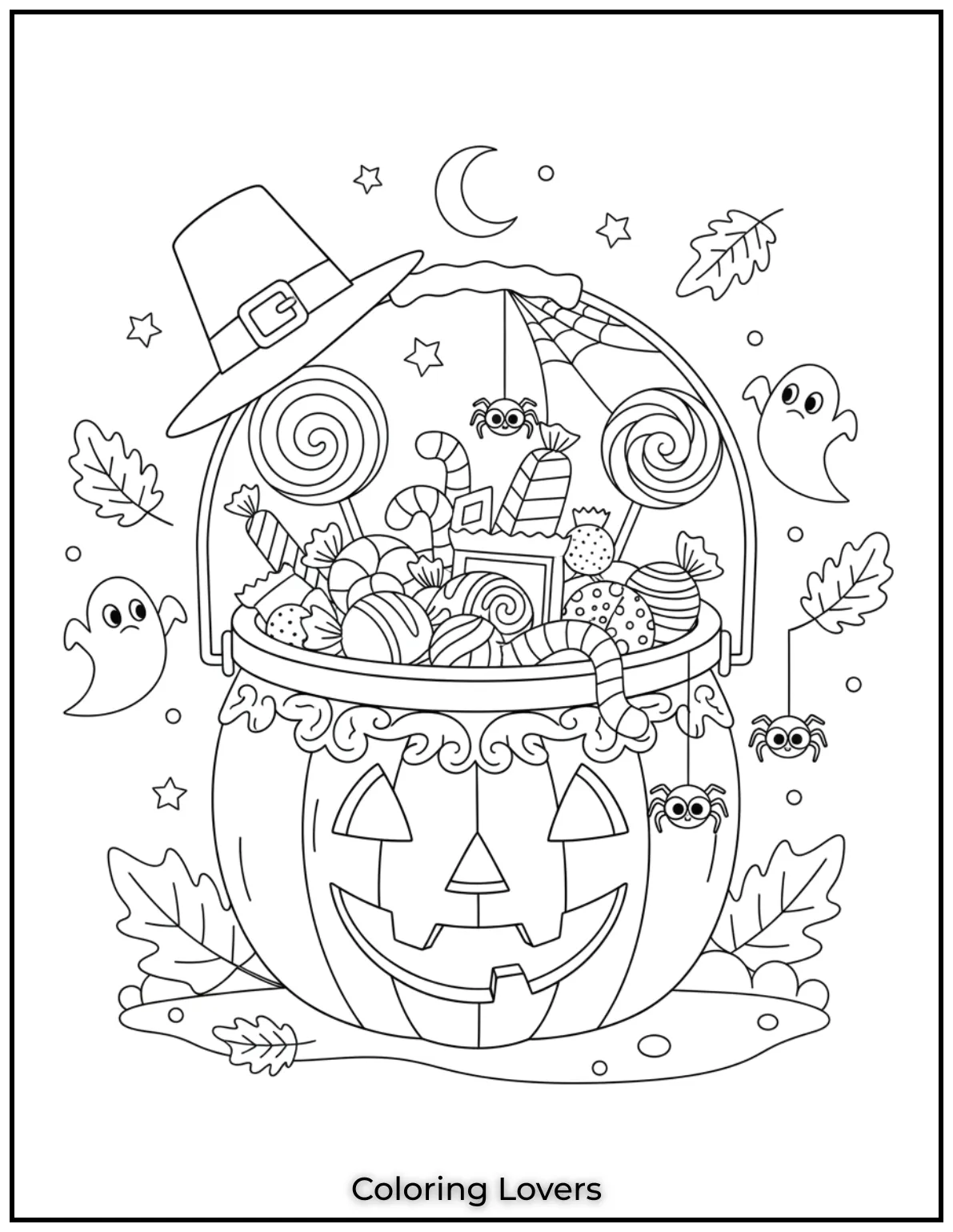 This candy filled bucket is one of my favorites to draw for kids I imagined all the sweet treats and spooky spiders bringing a smile to little trick or treaters