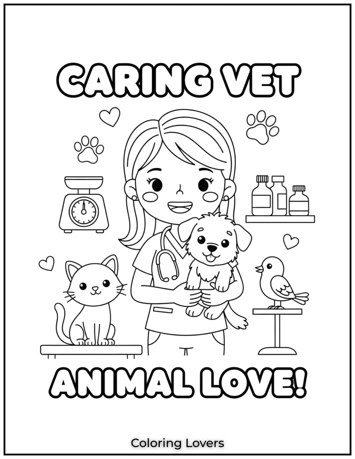 Preschool Coloring Pages – Fun & Easy Printables for All 44 This caring vet helps animals stay healthy and happy. A heartwarming choice for animal loving kids