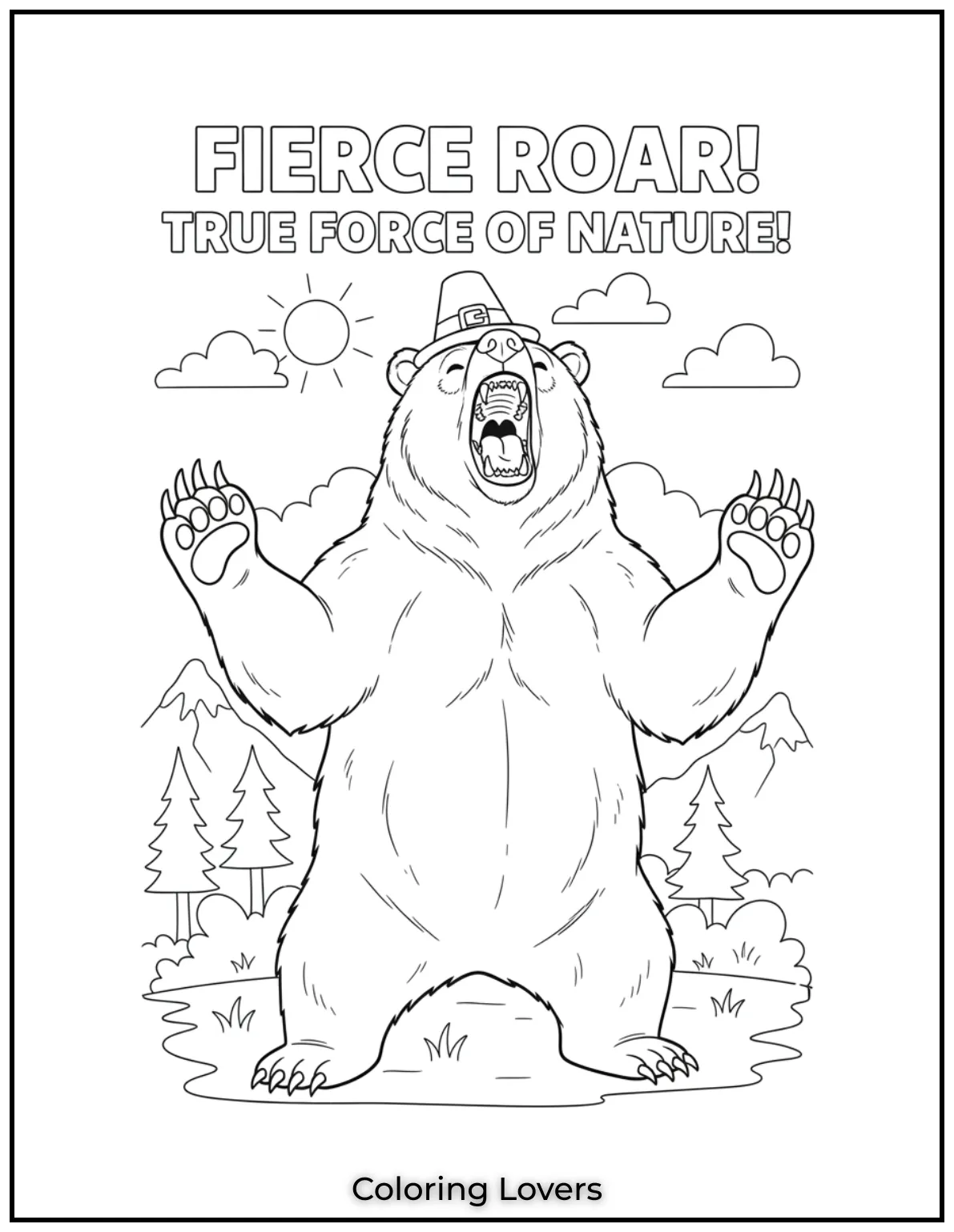 This grizzly bear lets out a fierce roar showing its sharp teeth and powerful claws. A true force of nature