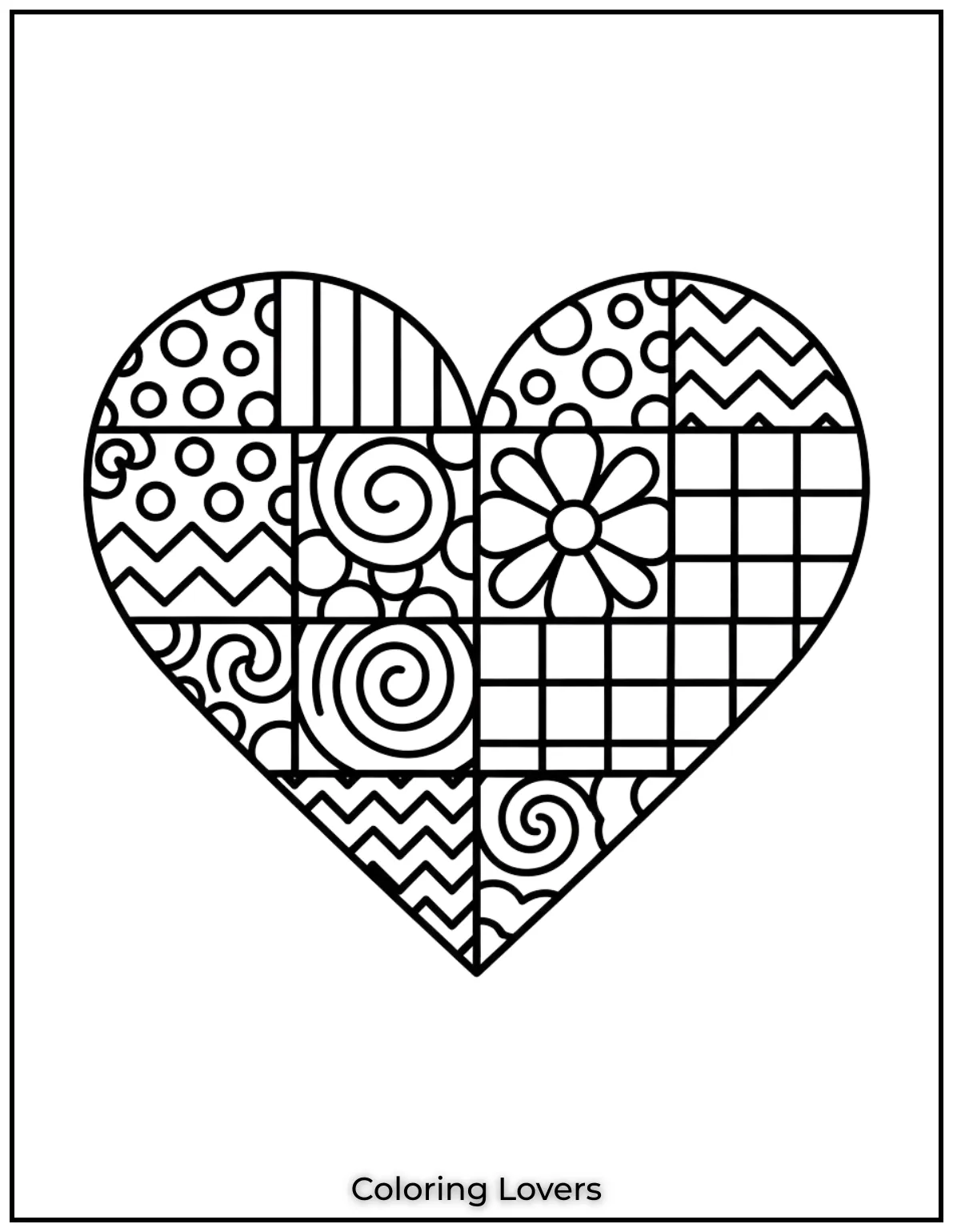 This heart is filled with bold patterns perfect for getting creative. Its going to be so much fun to fill with colors