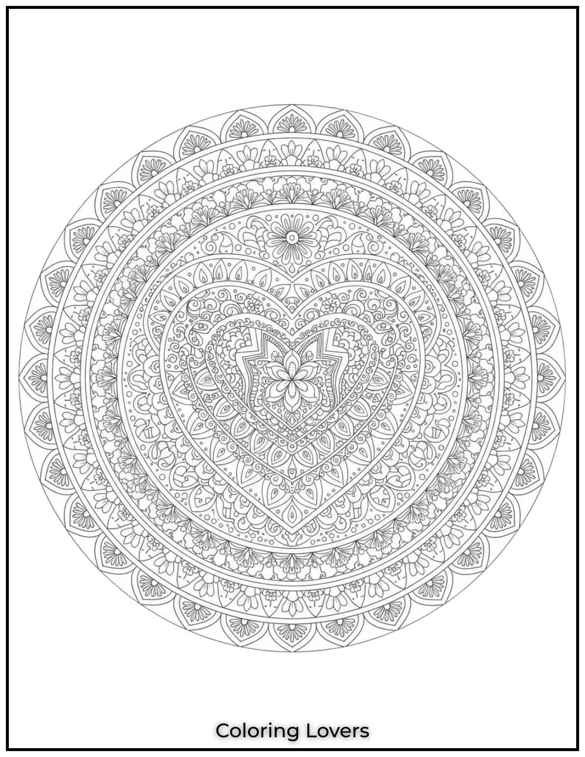 This heart shaped mandala is so detailed and satisfying to color