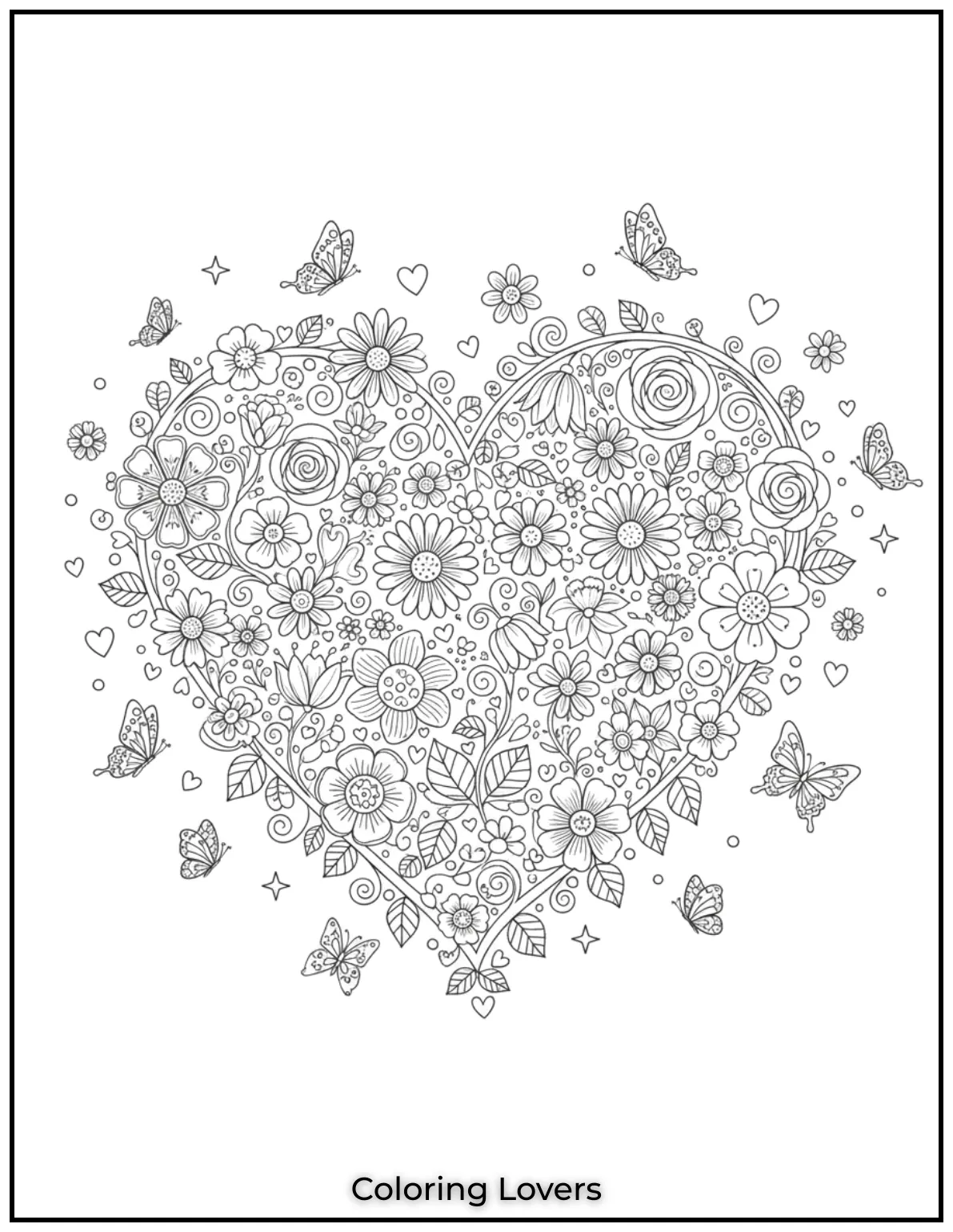 This heart shaped vine blooms beautifully with flowers surrounded by fluttering butterflies