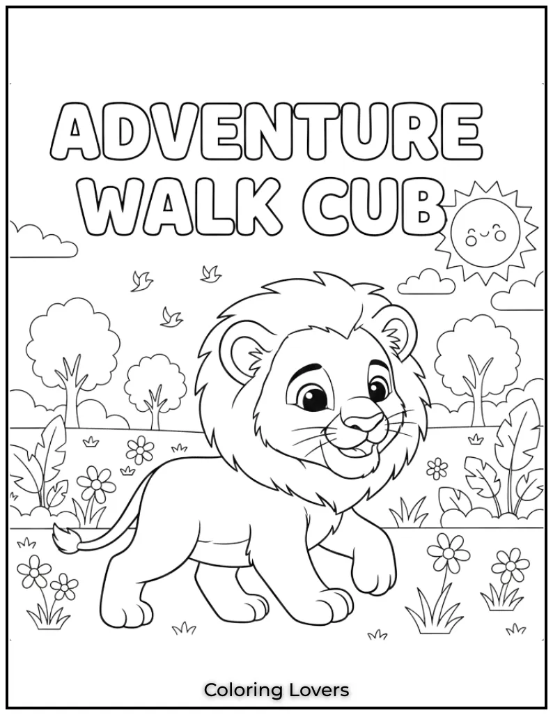 This little cub is taking a stroll ready for his next adventure. I loved drawing his soft determined face