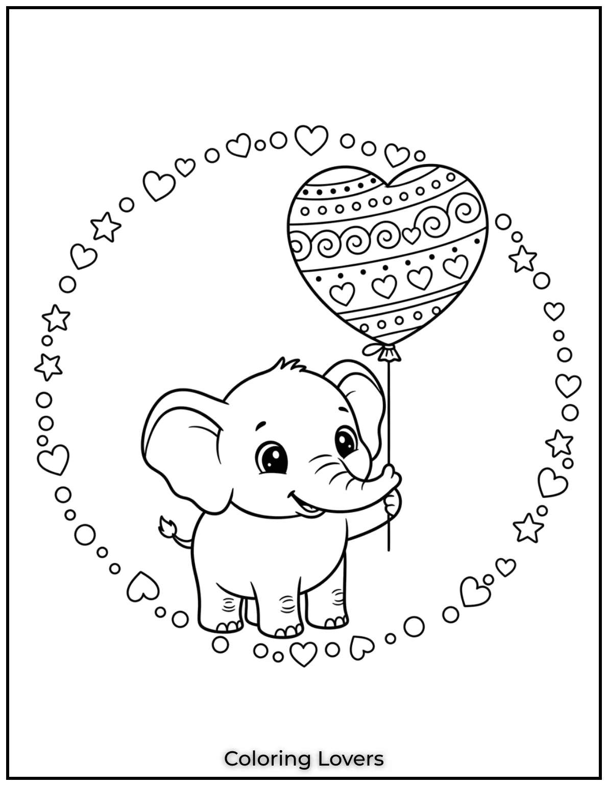 This little elephant holding a heart shaped balloon is sure to bring smiles. Its one of my favorites