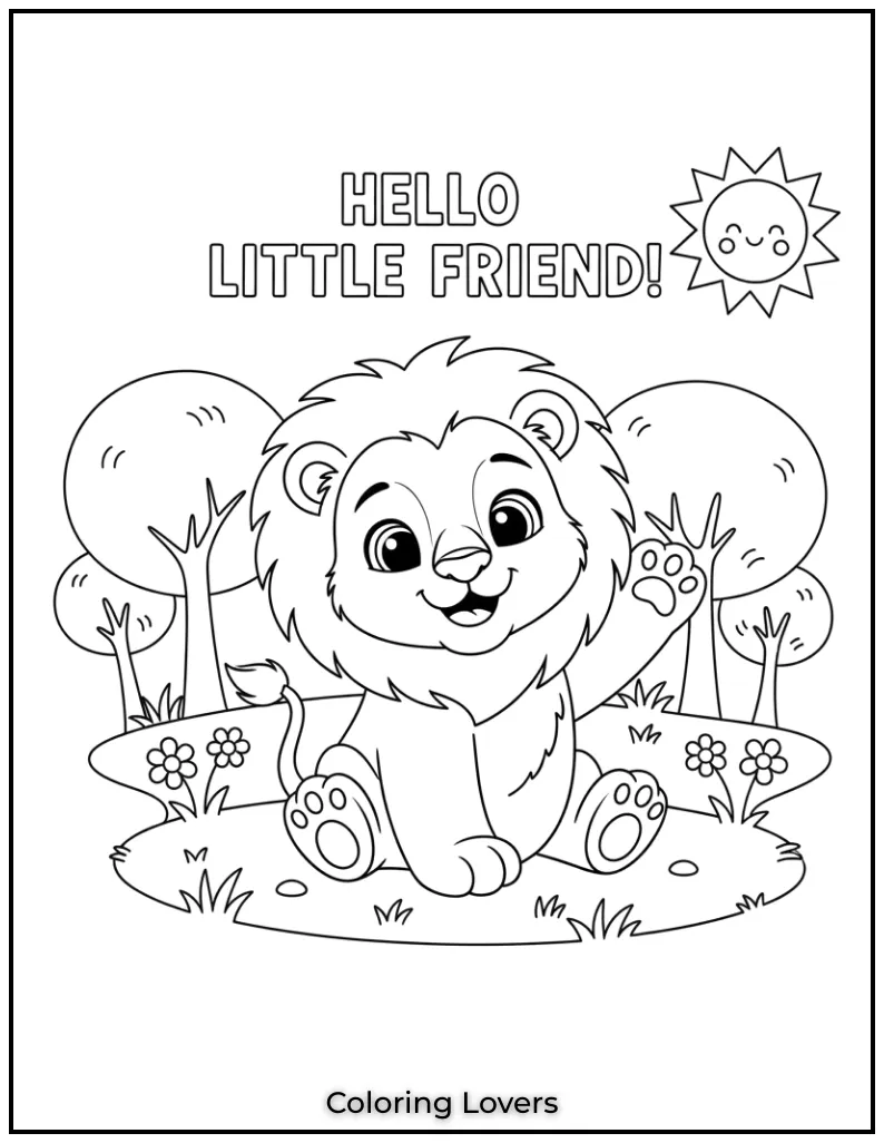 This little lion is waving hello with his tiny paw I loved creating this cute and cheerful moment